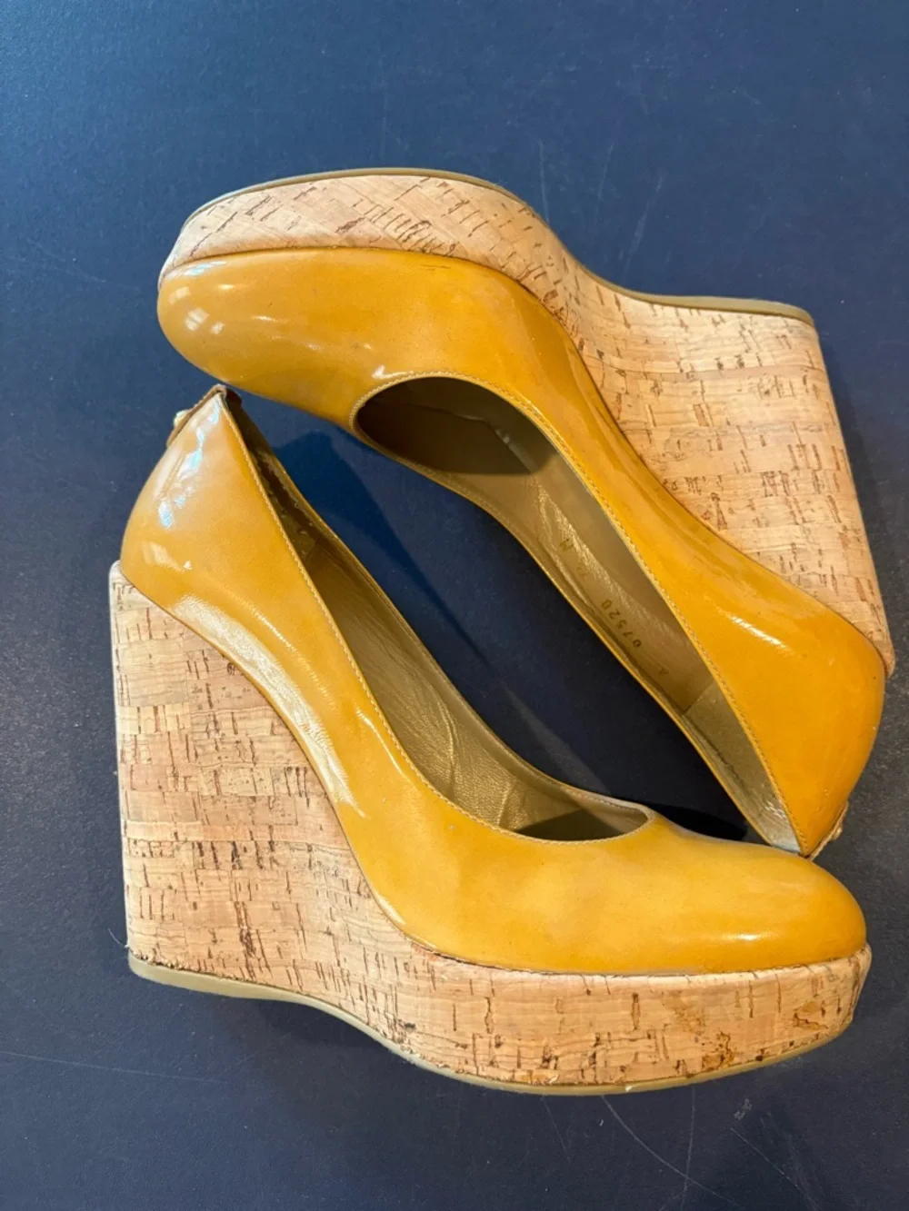 Stuart Weitzman Patent Cork Wedge - Picture 3 of 7